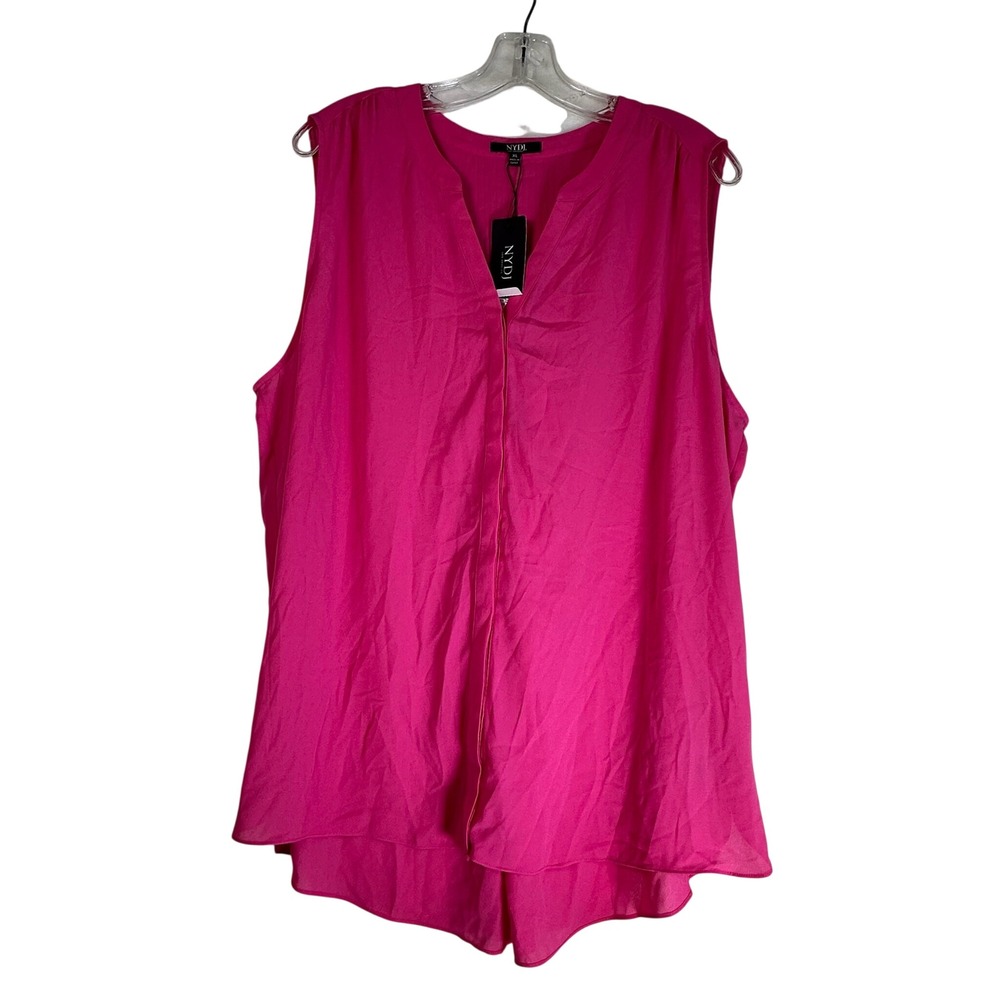 NYDJ Mali Rose Sleeveless Pintuck Pleatback Blouse MGGT3256 Pink XL NEW
